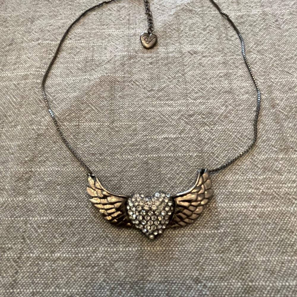 Betsey Johnson silver Winged Heart Necklace